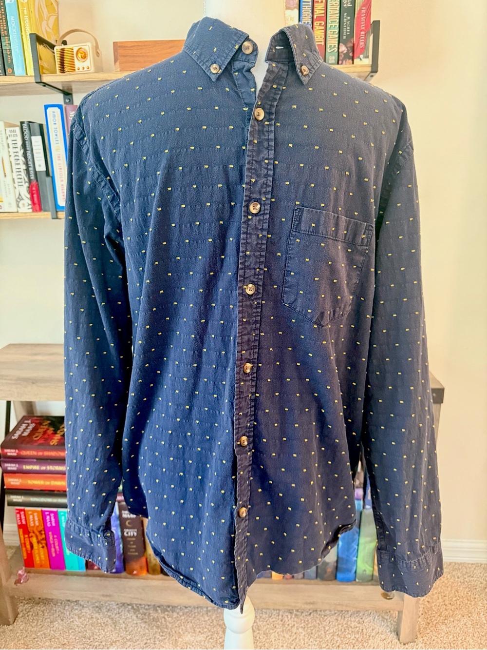 Old Navy Men's Navy Dot Button-Down Shirt